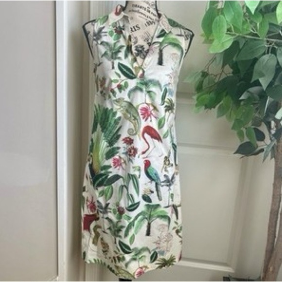 Vilagallo Green and Brown Mini Sundress Resort Wear - Picture 1 of 11